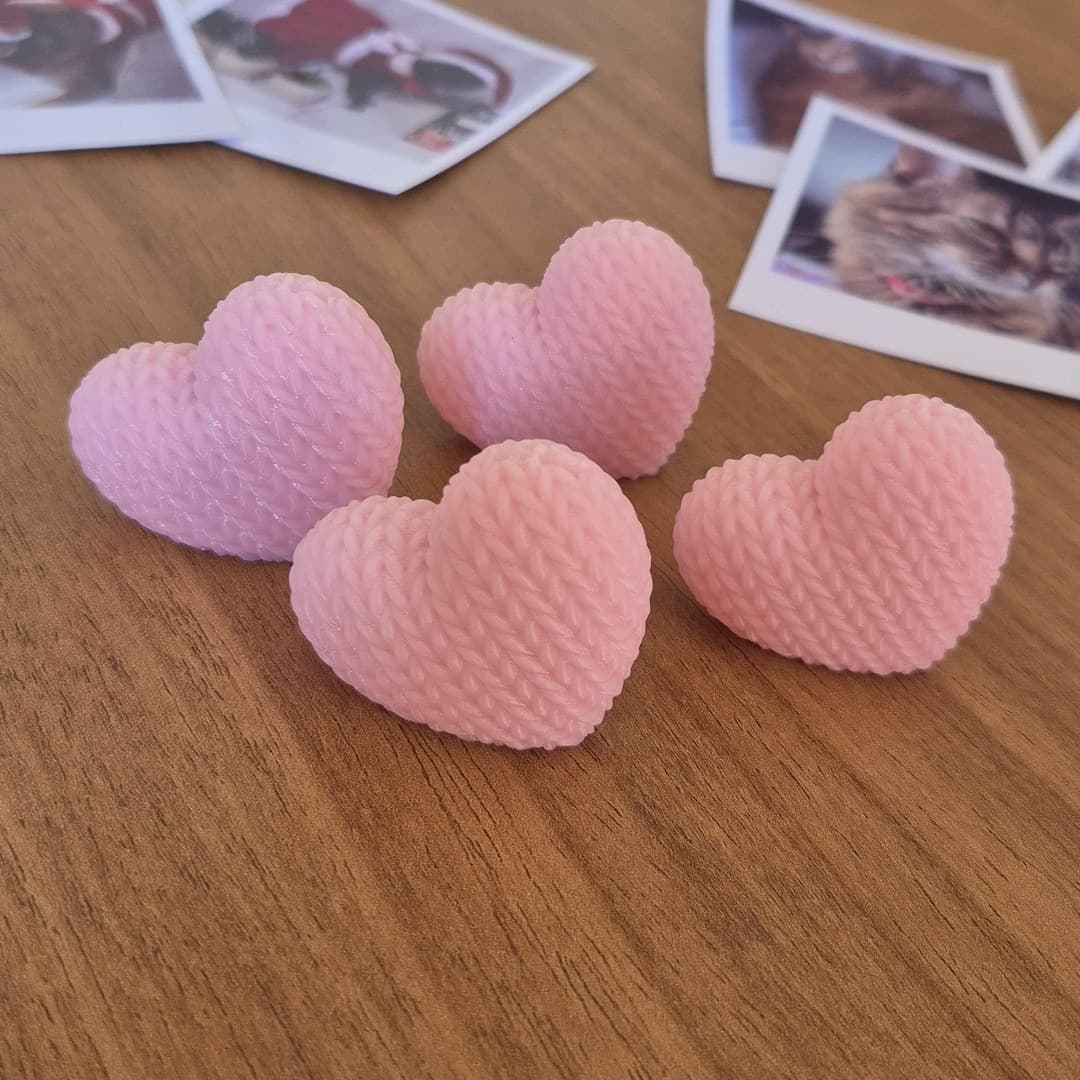 Porta Fotos E Recados Coração Tricô - Kit Com 6 Peças